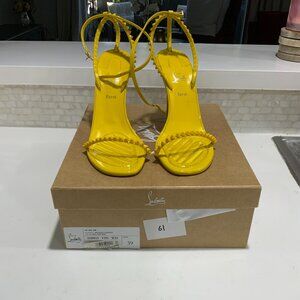 Christian Louboutin Yellow Calfskin So me 100 Patent Ankle Strap Sandal